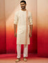 Men's White Rust Jamdani Kurta Pyjama Set